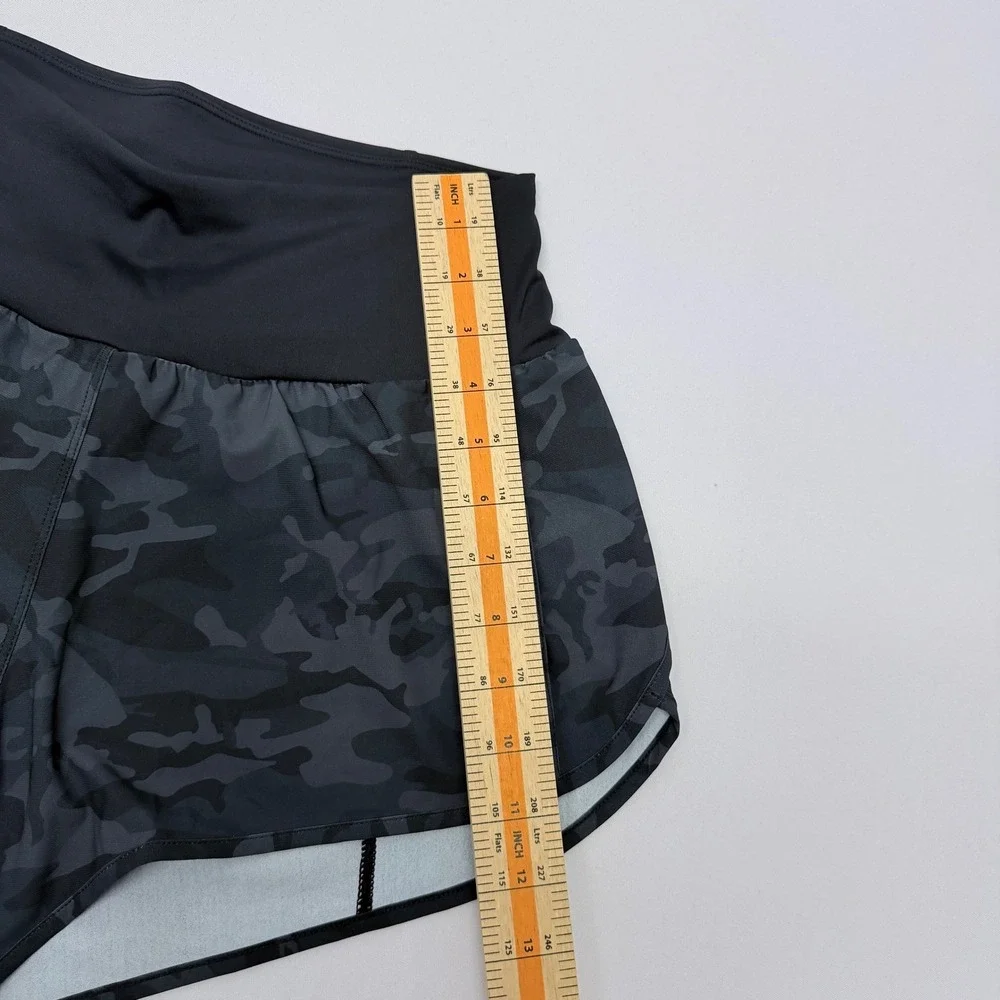 Womens Charcoal Camo High Waisted Athletic Running Shorts with Liner Size S